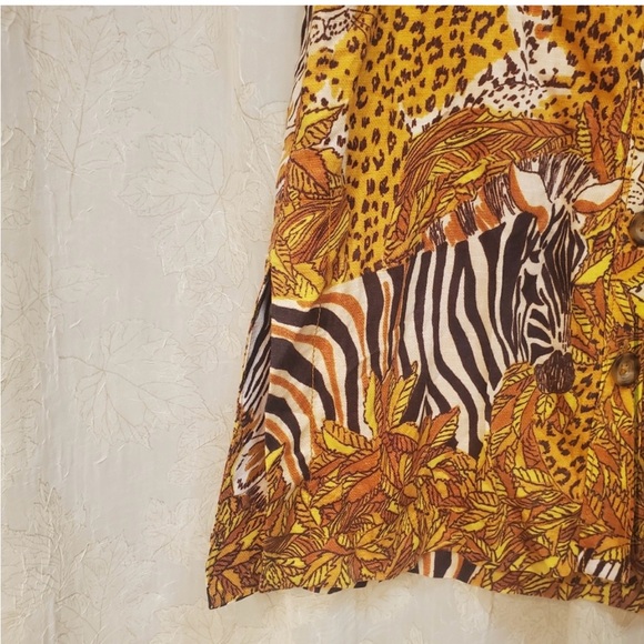 Maeve Zebra Print Safari Button Front Midi Skirt Side Slits - Picture 5 of 6